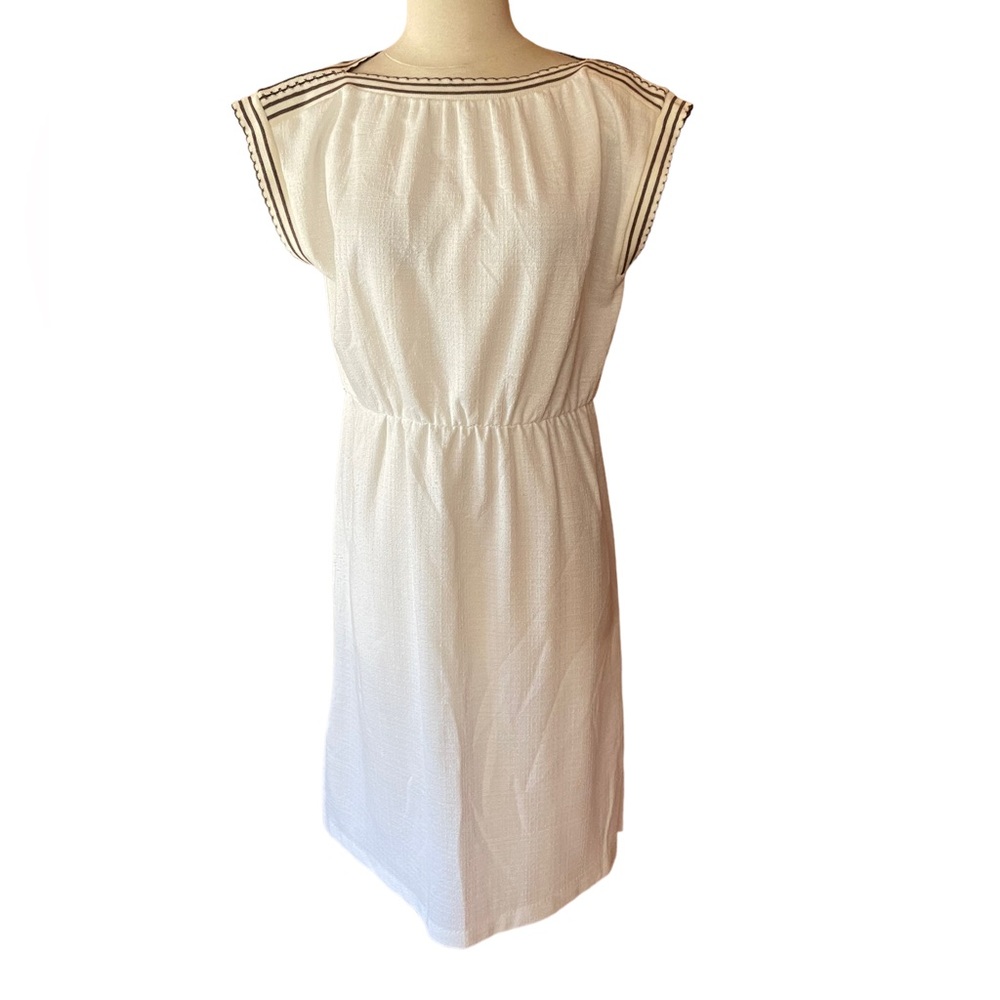 Vintage dress by “Items California Dress” off white, capped sleeve, ruched waist